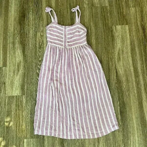 MELLODAY Pink and White Striped Midi Dress